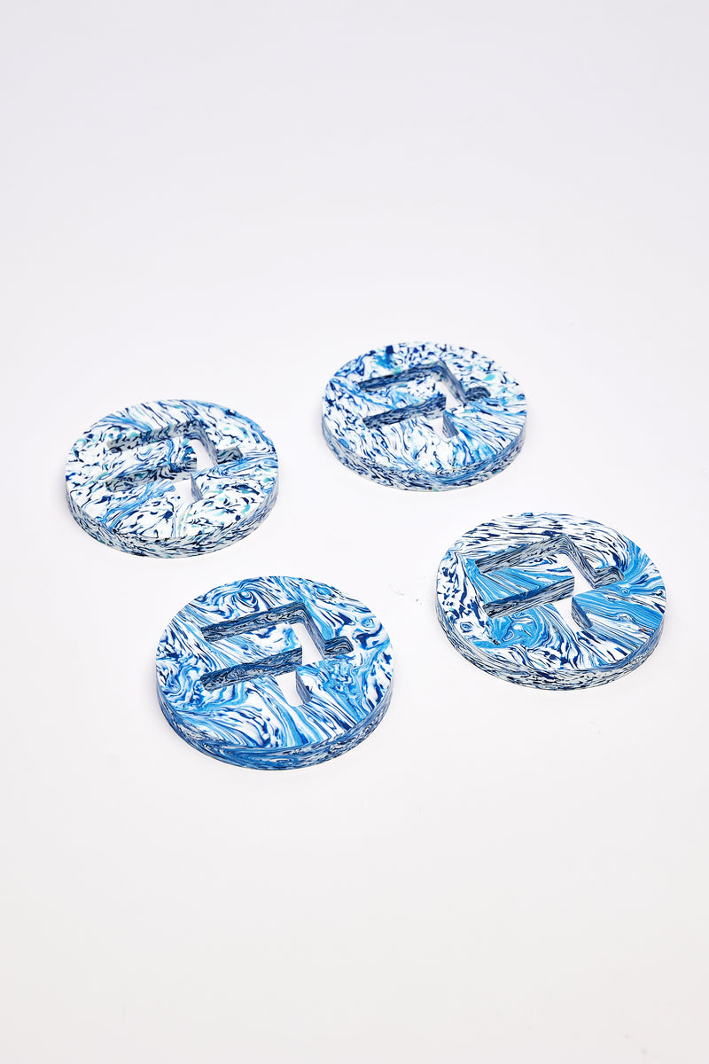 TABLEWARE, PLASTIC - PG COASTER SET OF 4 BLUE WAVE