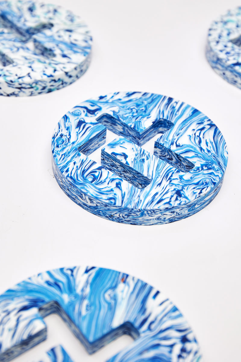 TABLEWARE, PLASTIC - PG COASTER SET OF 4 BLUE WAVE