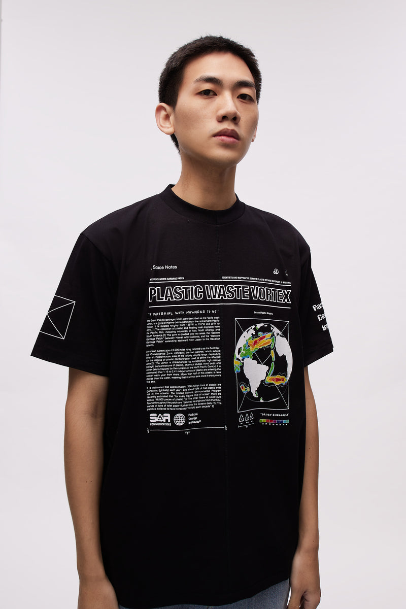 T-SHIRT PLASTIC WASTE VORTEX BLACK