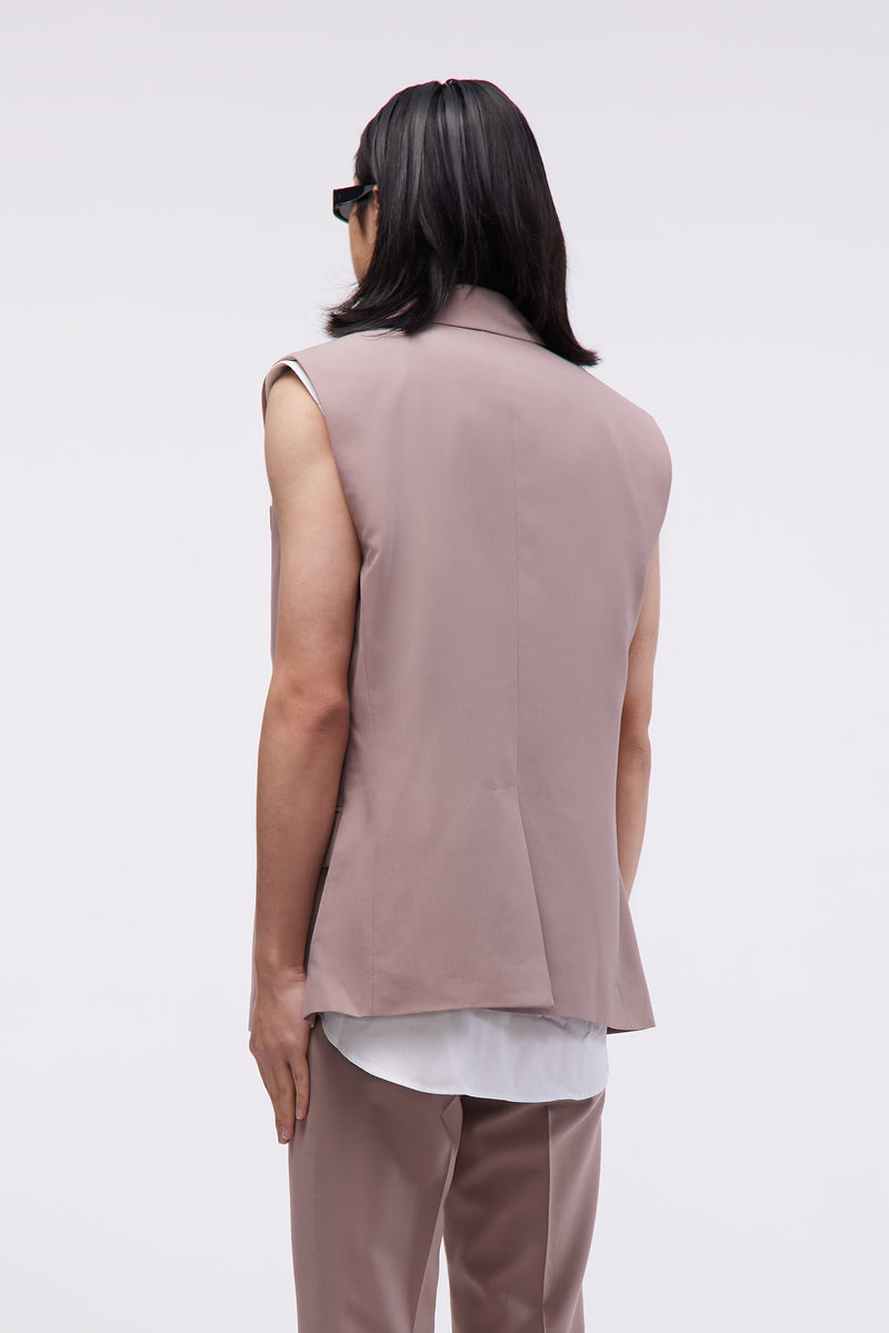 Sleveless Double Breasted Blazer Dusty Pink