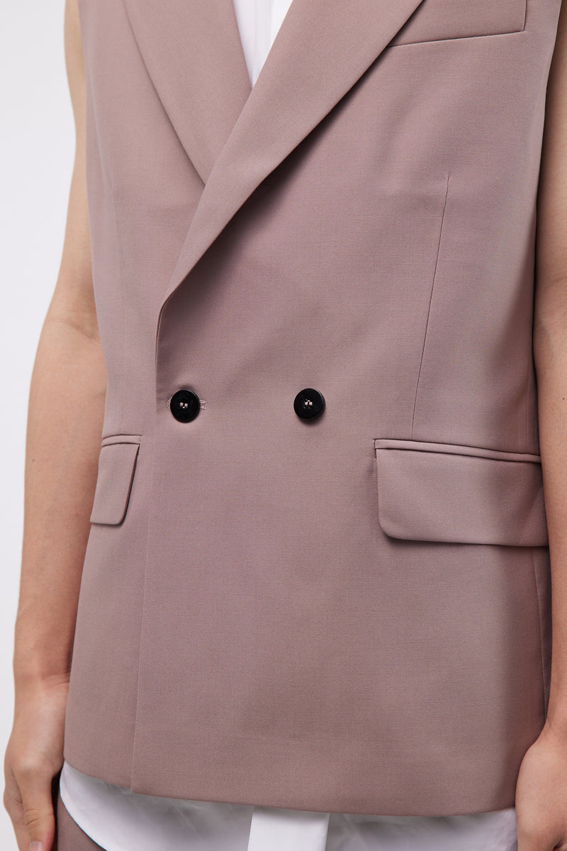 Sleveless Double Breasted Blazer Dusty Pink