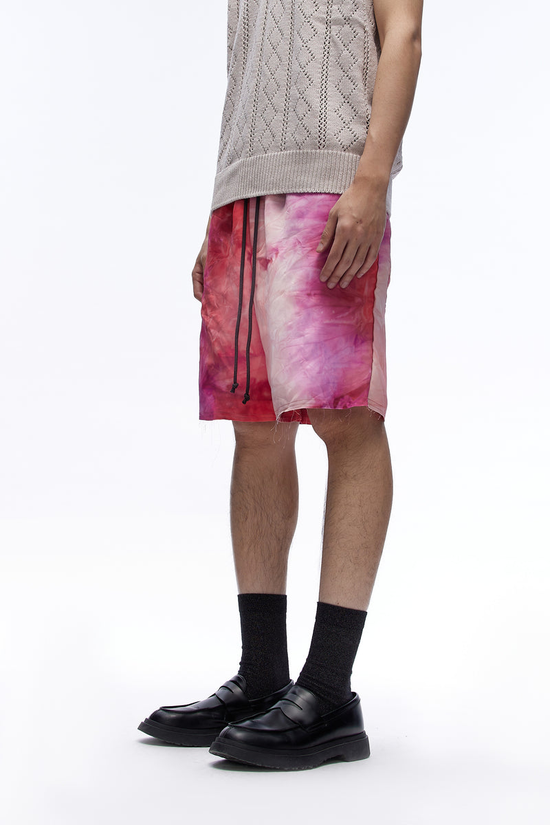 Raw Elasticated Shorts Red
