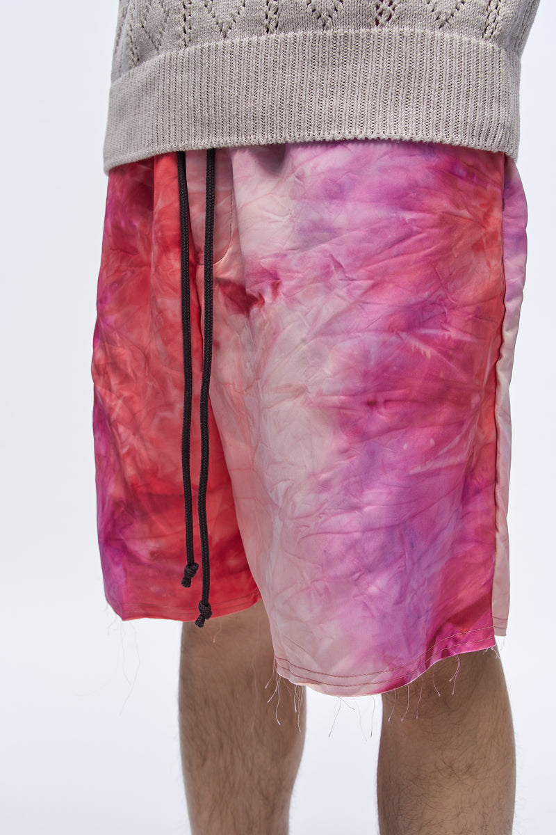 Raw Elasticated Shorts Red