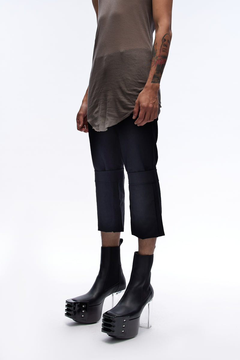 Cropped Tailored Trousers Black