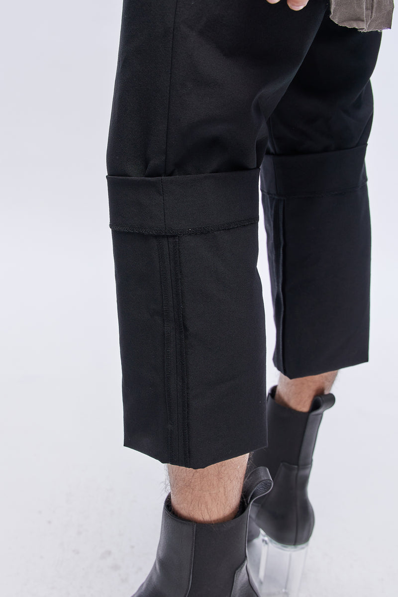 Cropped Tailored Trousers Black