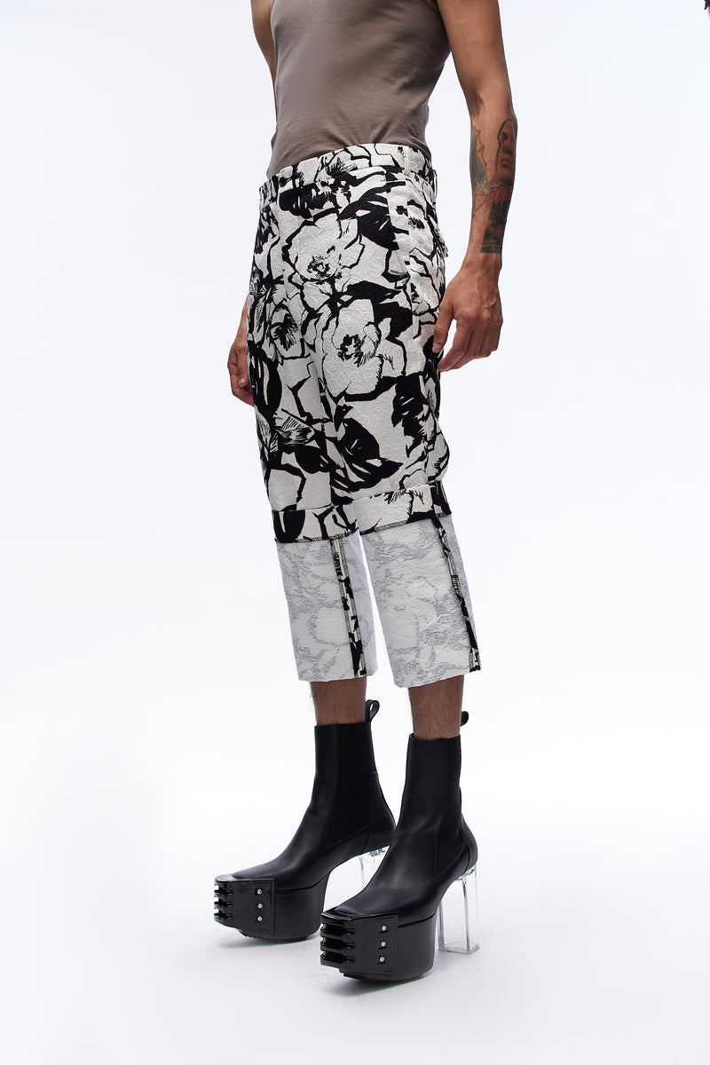 Cropped Tailored Trousers Floral-print