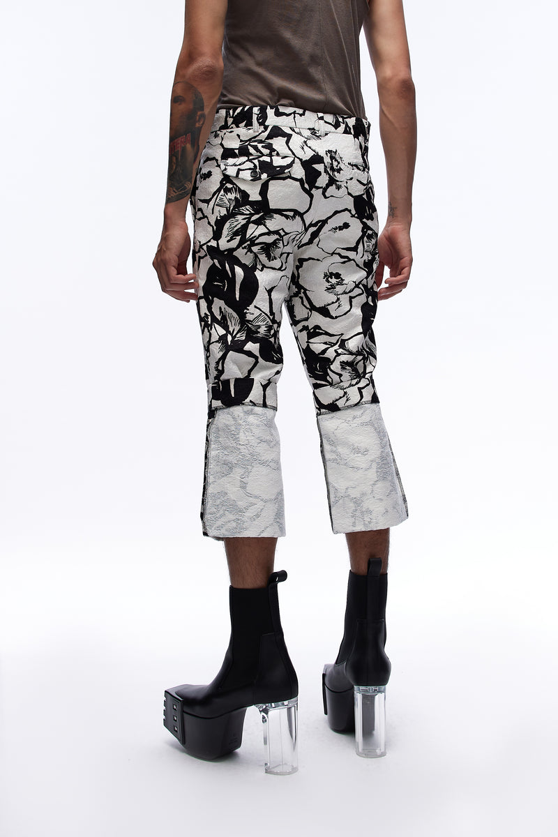 Cropped Tailored Trousers Floral-print