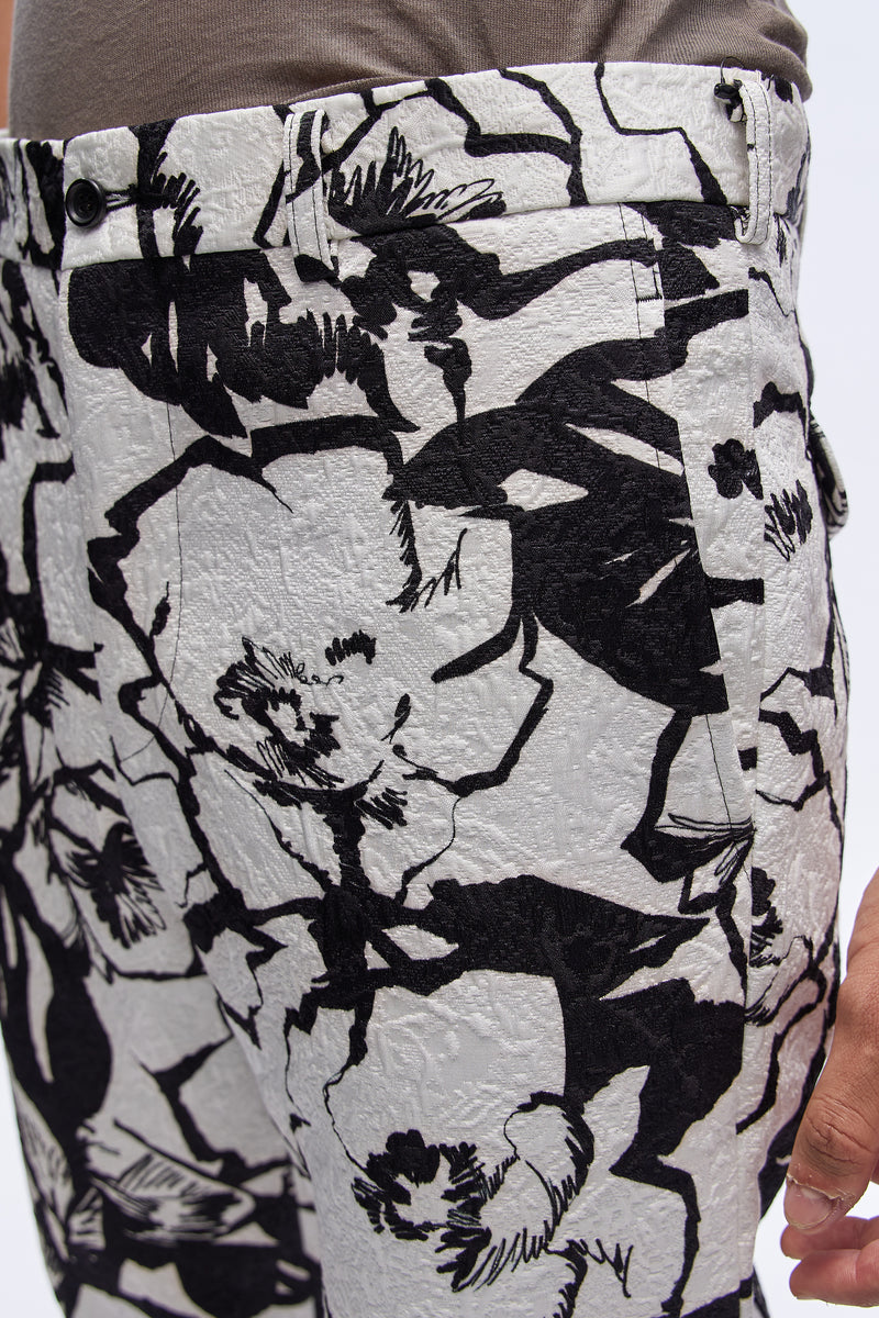 Cropped Tailored Trousers Floral-print