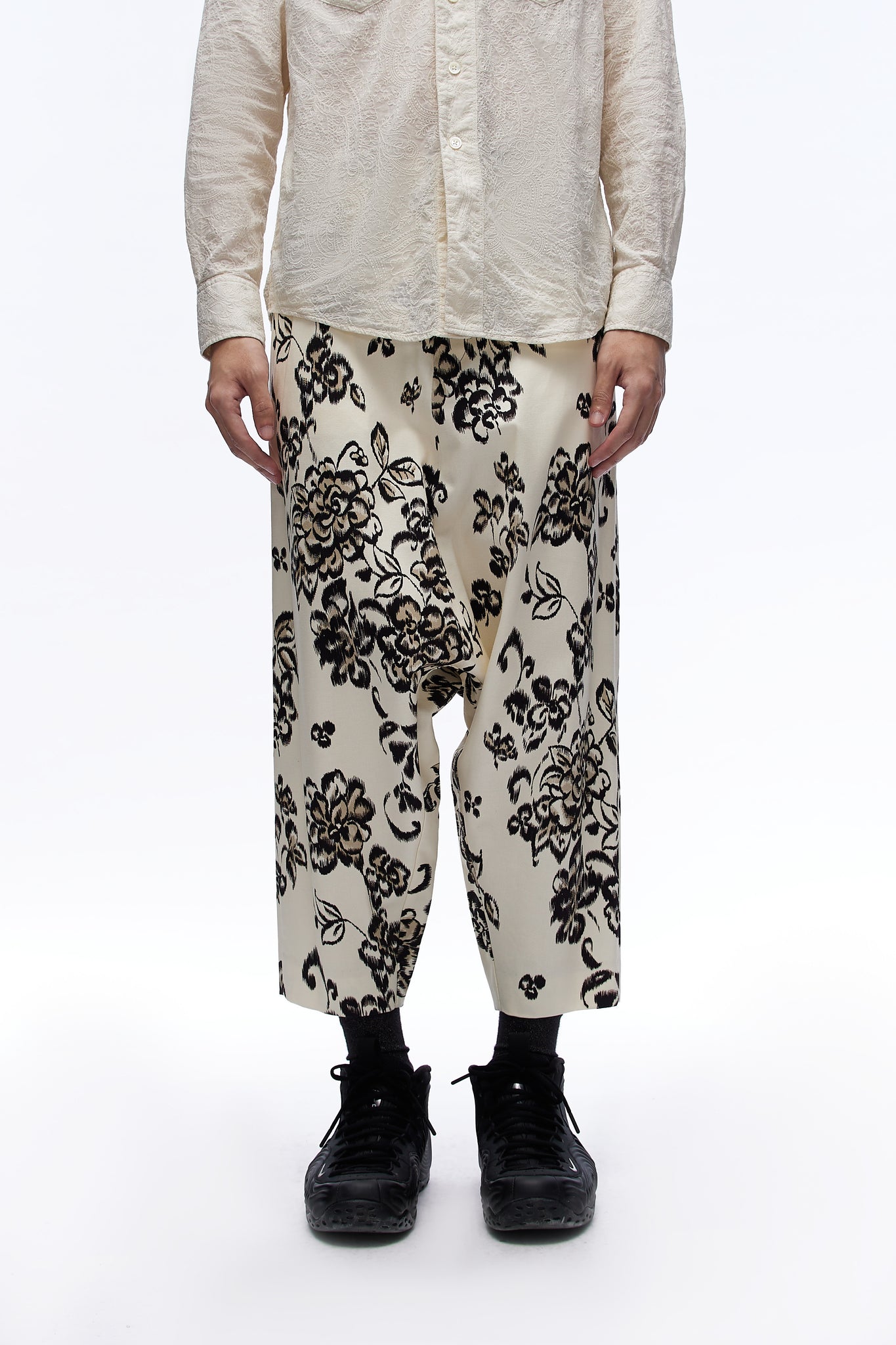 Floral-print Cropped Trousers