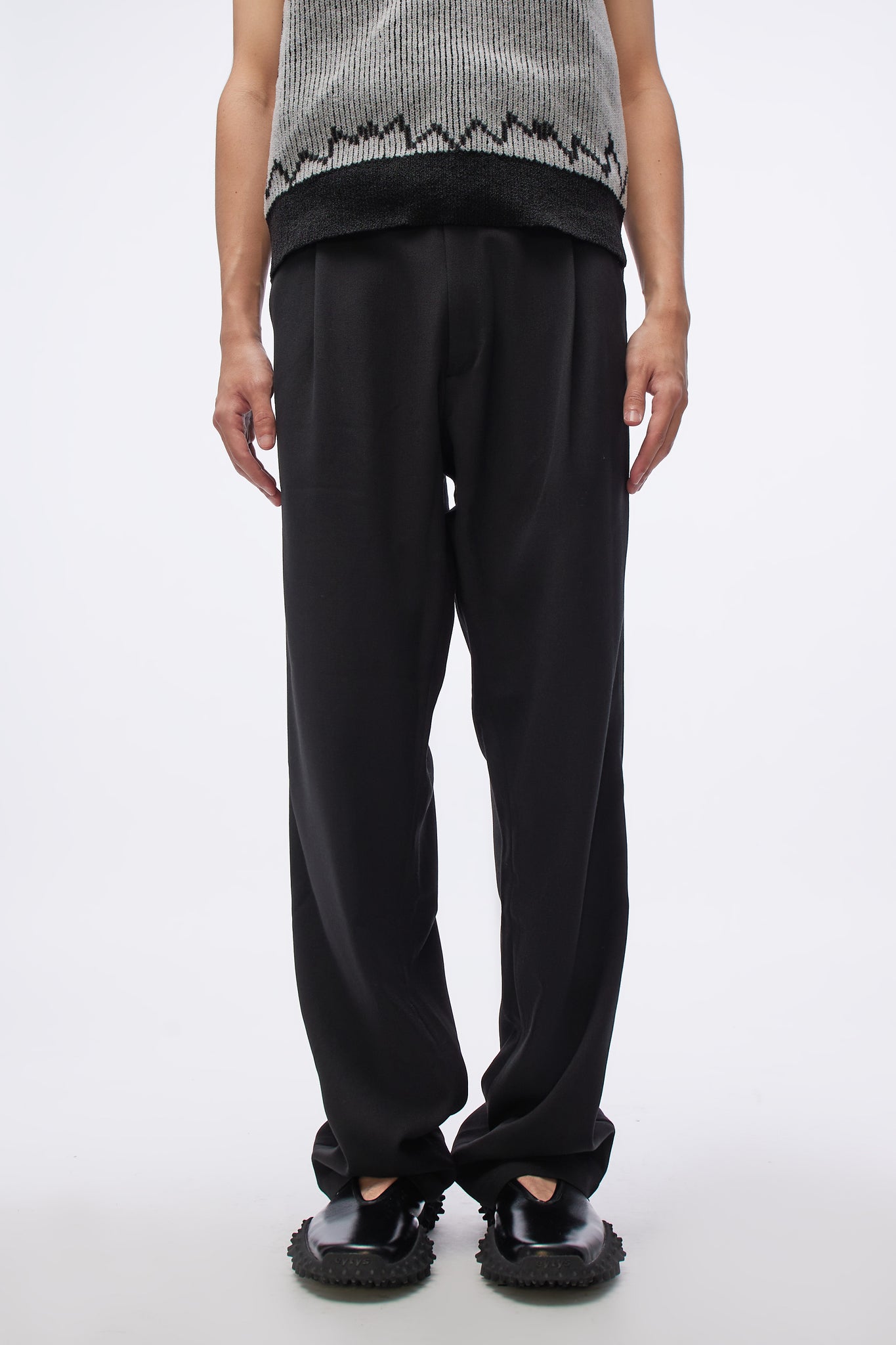 Pleated Trousers W Adjustables Black