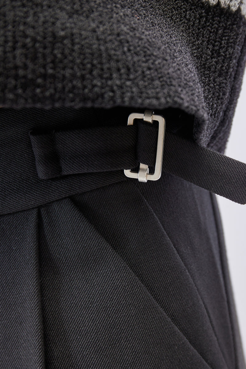 Pleated Trousers W Adjustables Black