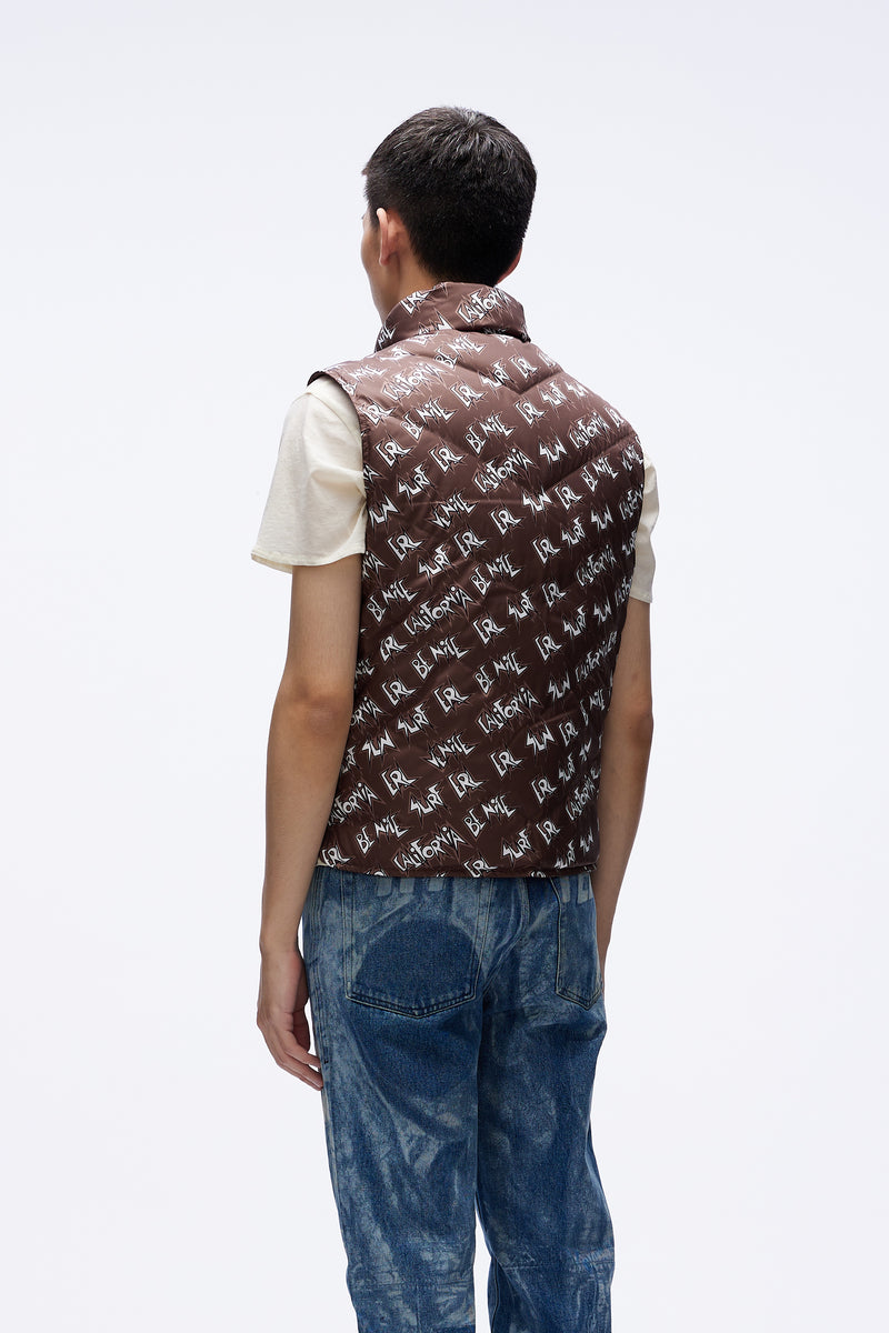 Padded Vest Woven Brown
