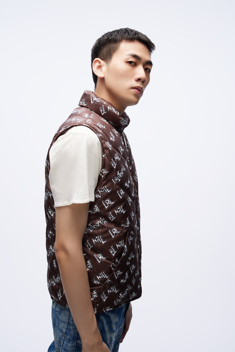 Padded Vest Woven Brown