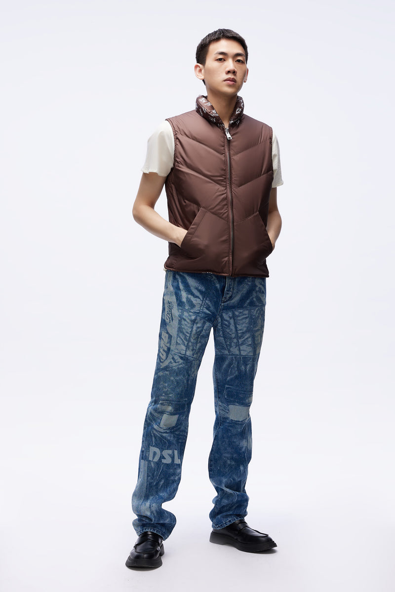 Padded Vest Woven Brown
