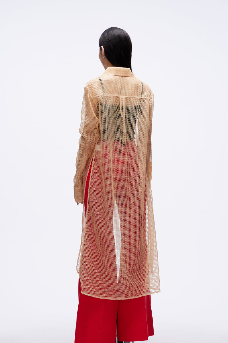 Mesh Shirt Dress Nude