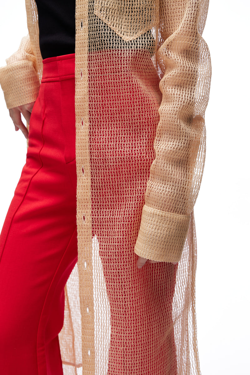 Mesh Shirt Dress Nude