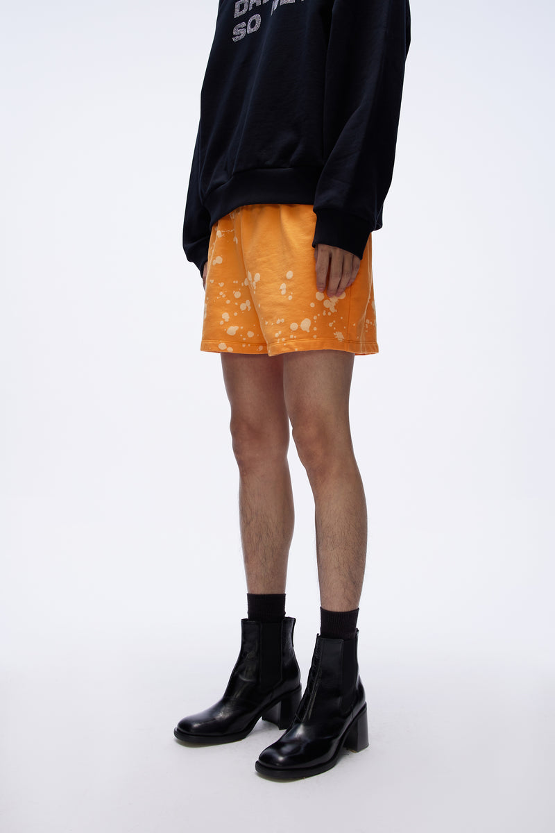 Unisex Bleach Shorts Knit Orange