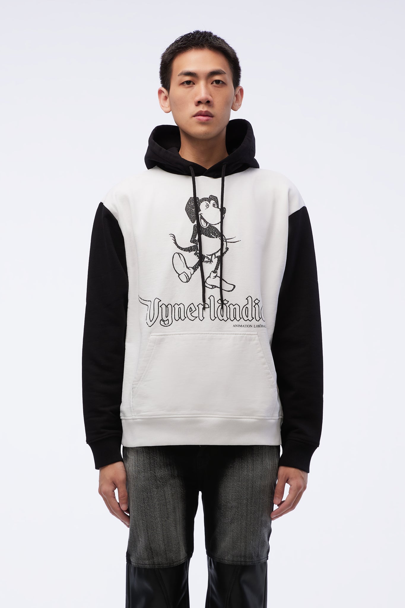 Hoodie W/ Print 9025 Vickey Print White-black