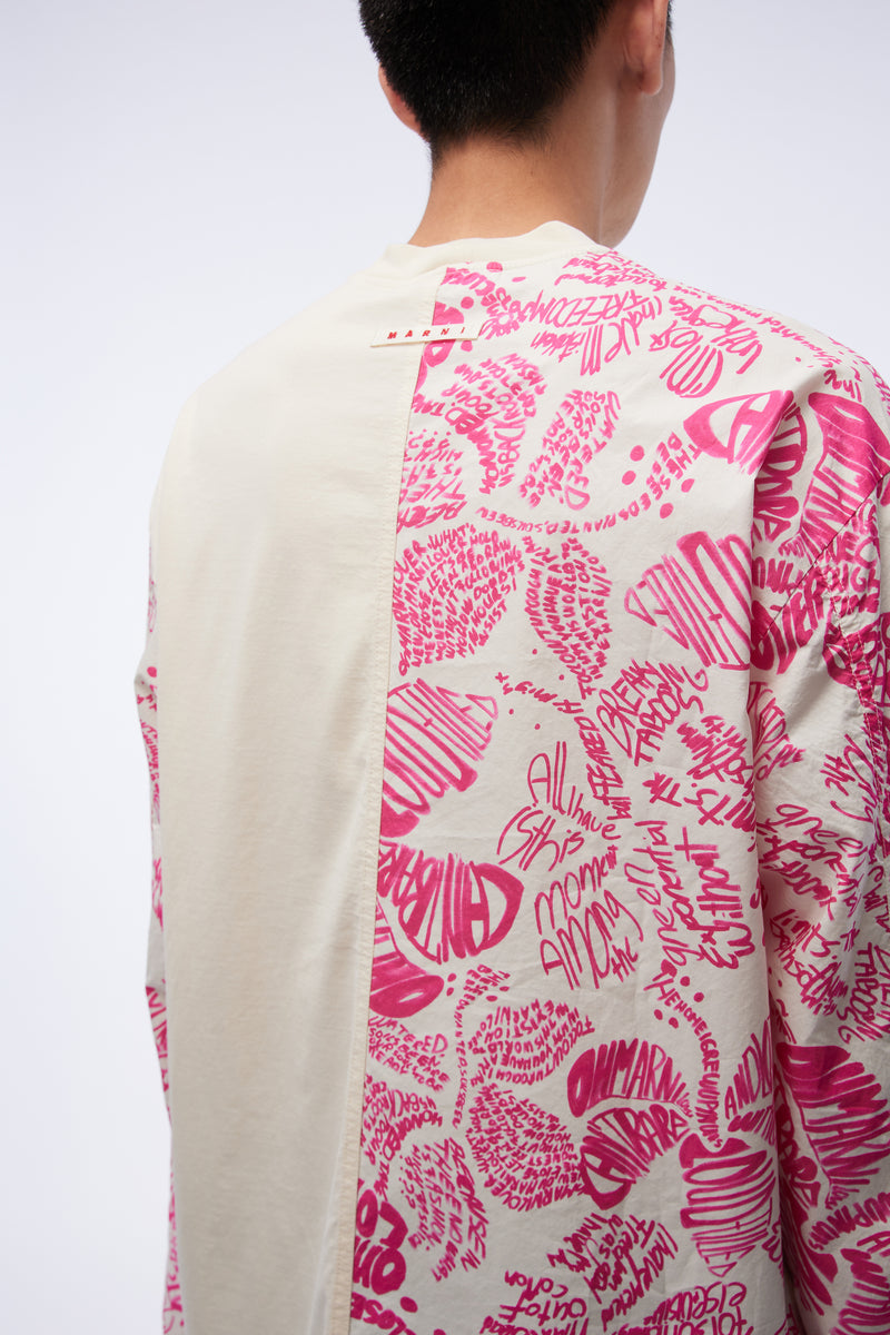 Multi-panel Design L/S T-shirt Beige/pink
