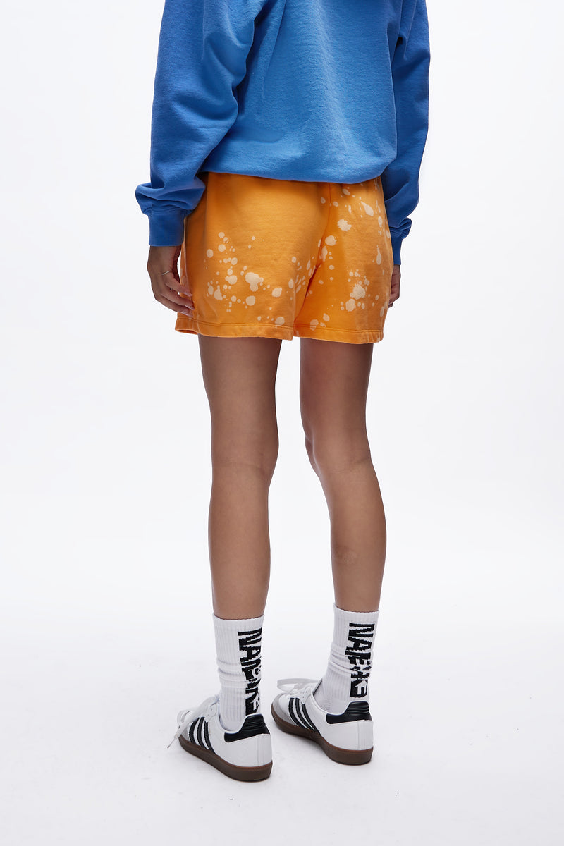 Unisex Bleach Shorts Knit Orange