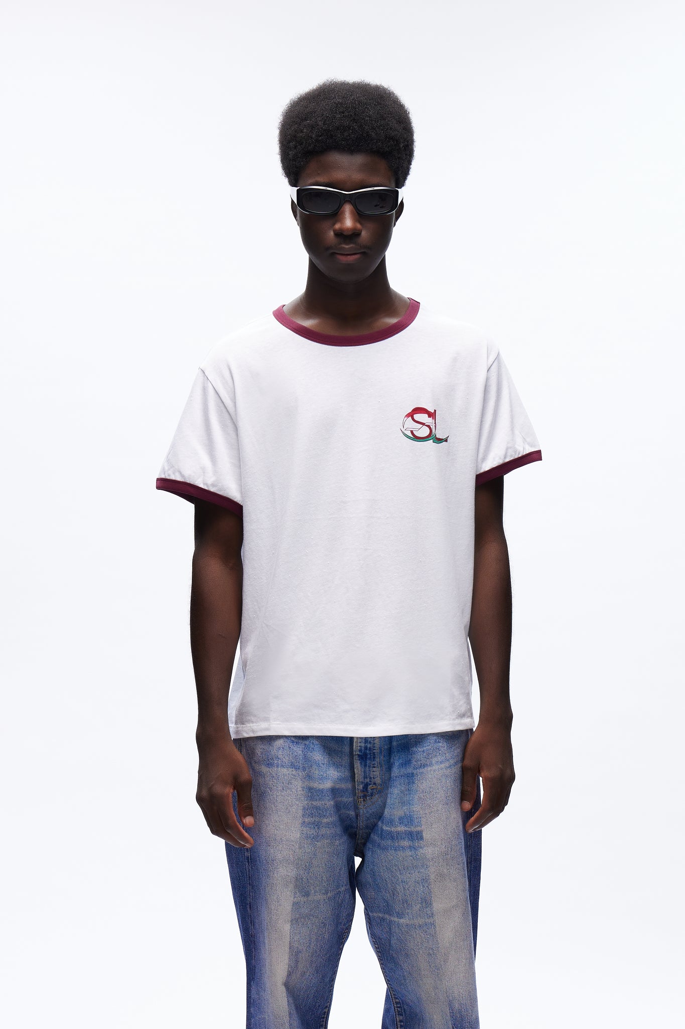 Strange Desires Ringer Tee White/bordeaux