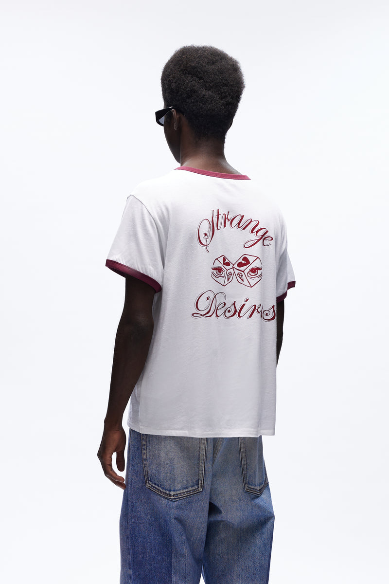 Strange Desires Ringer Tee White/bordeaux