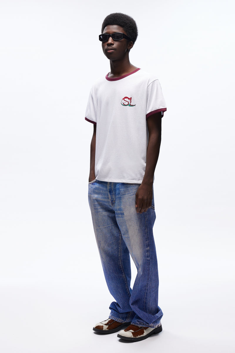 Strange Desires Ringer Tee White/bordeaux
