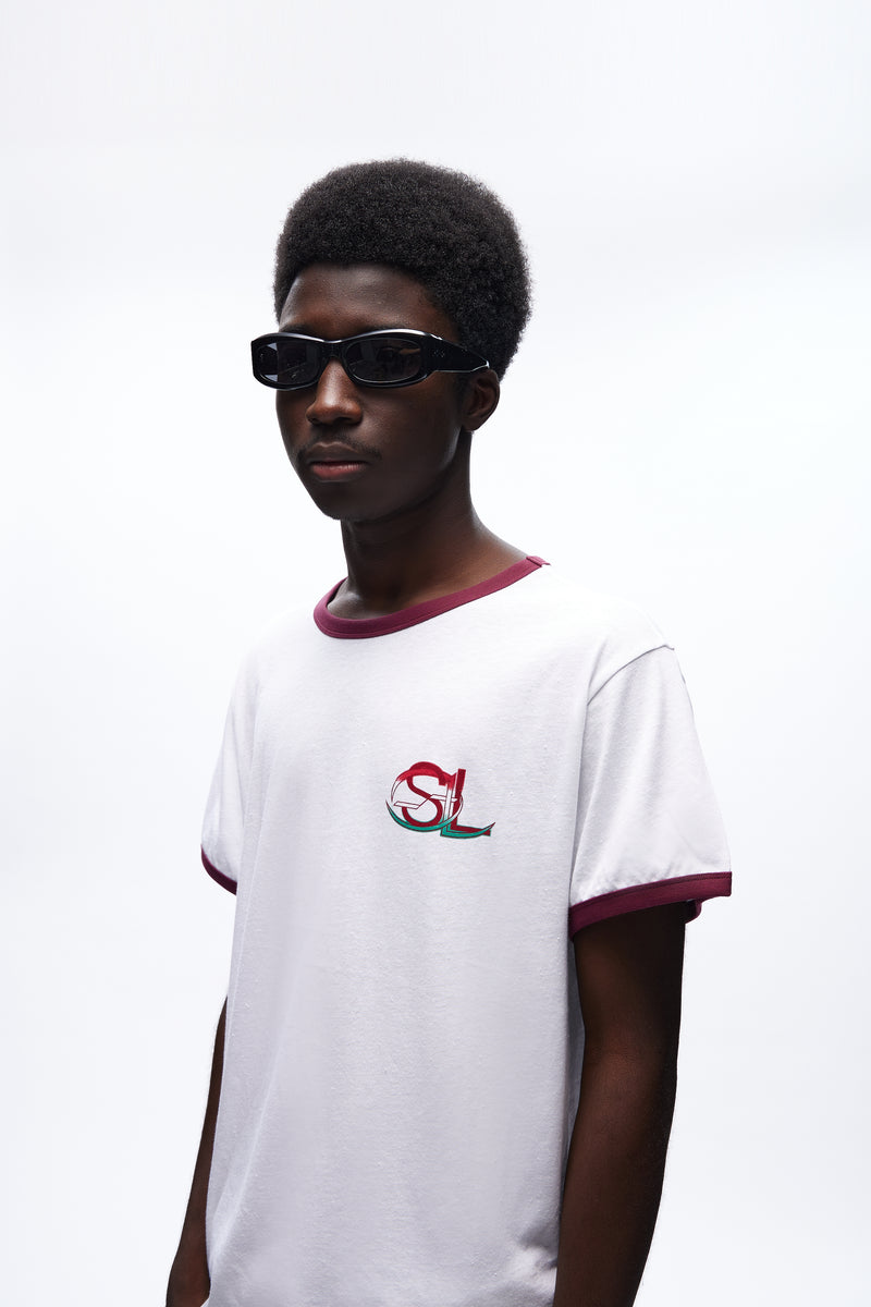 Strange Desires Ringer Tee White/bordeaux