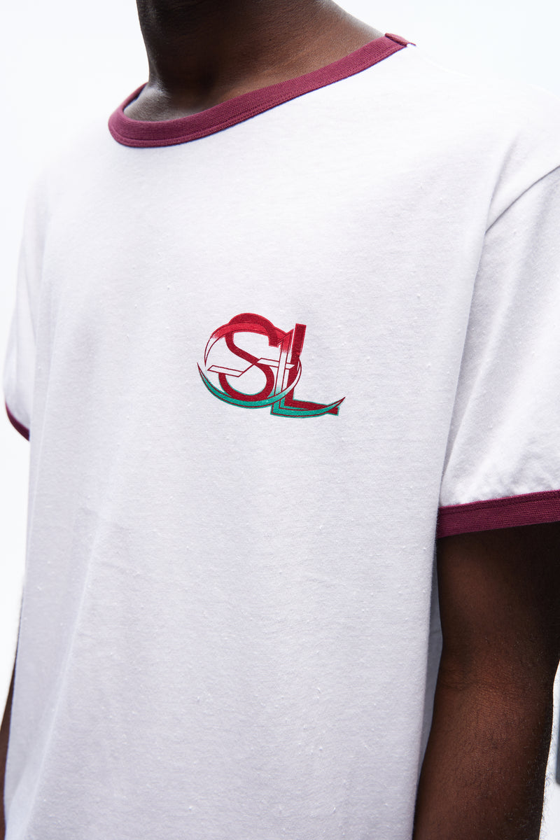 Strange Desires Ringer Tee White/bordeaux