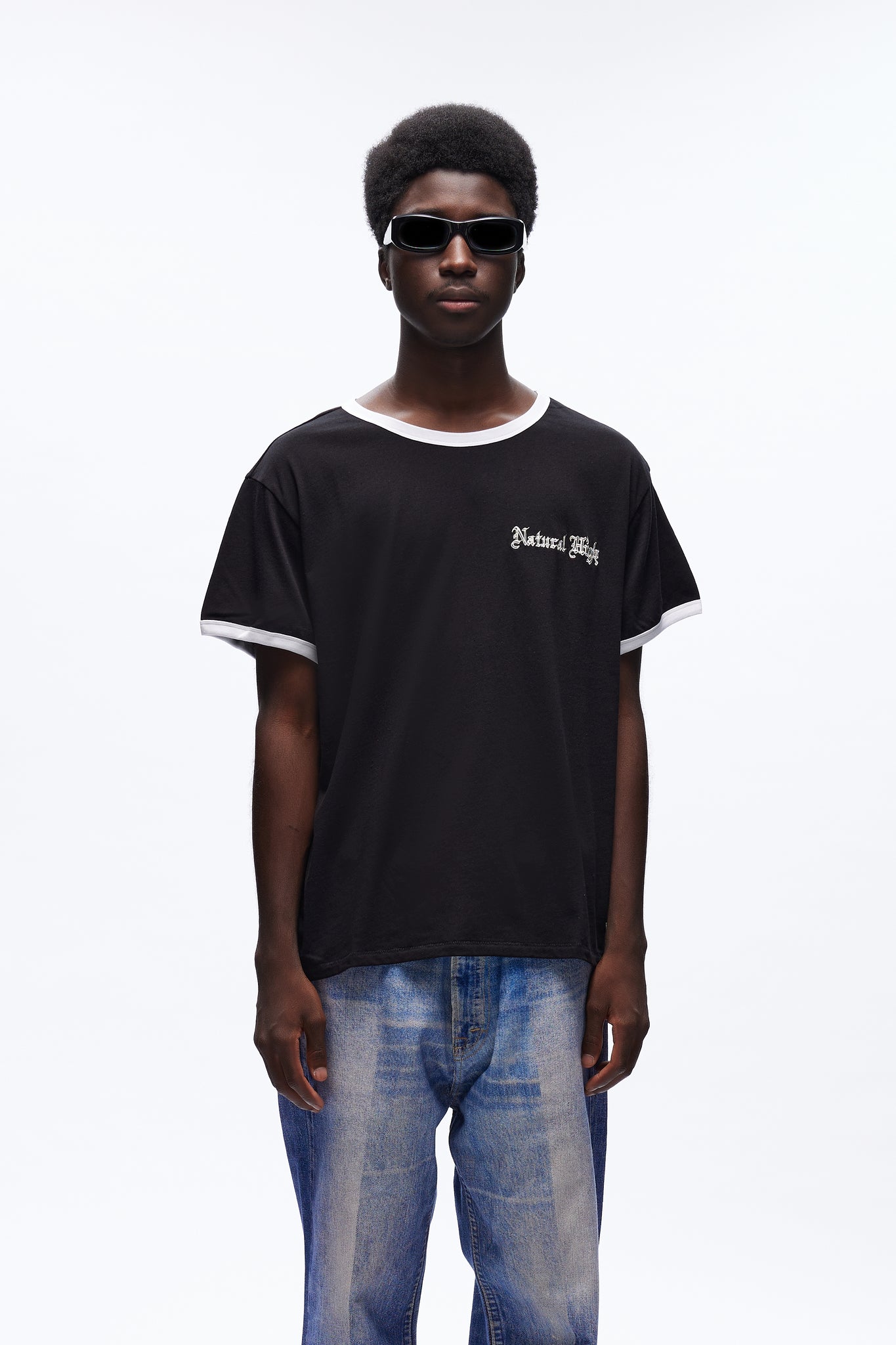 Natural High Ringer Tee Black/white