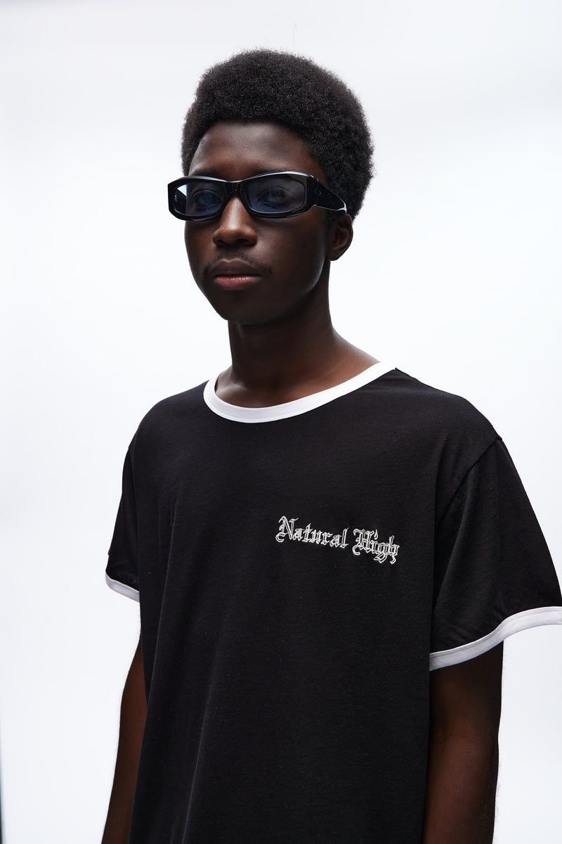 Natural High Ringer Tee Black/white