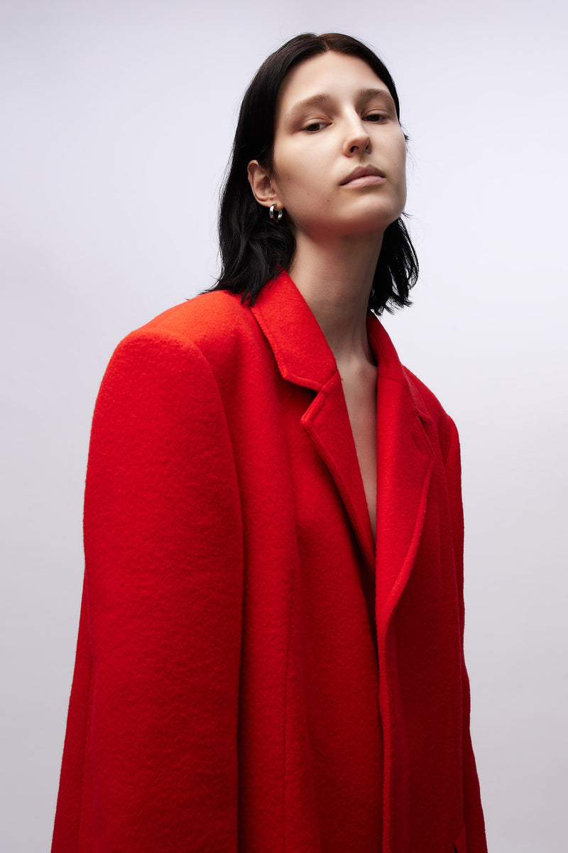 Oversized Mens Tailored Coat Red