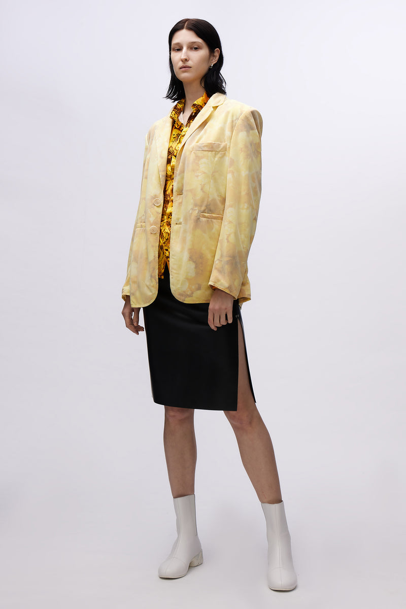 Slim Jersey Shirt Gold Flowers