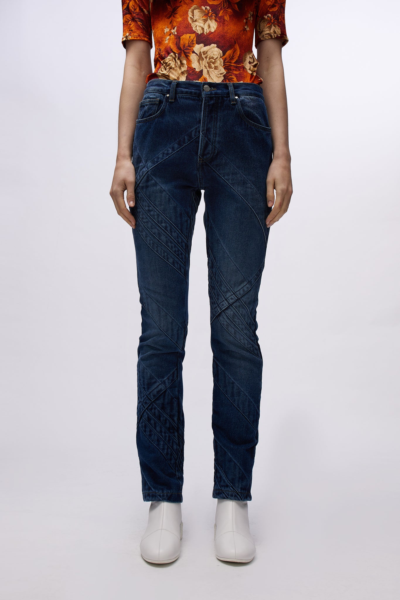 Jeans With Seam Details Blue
