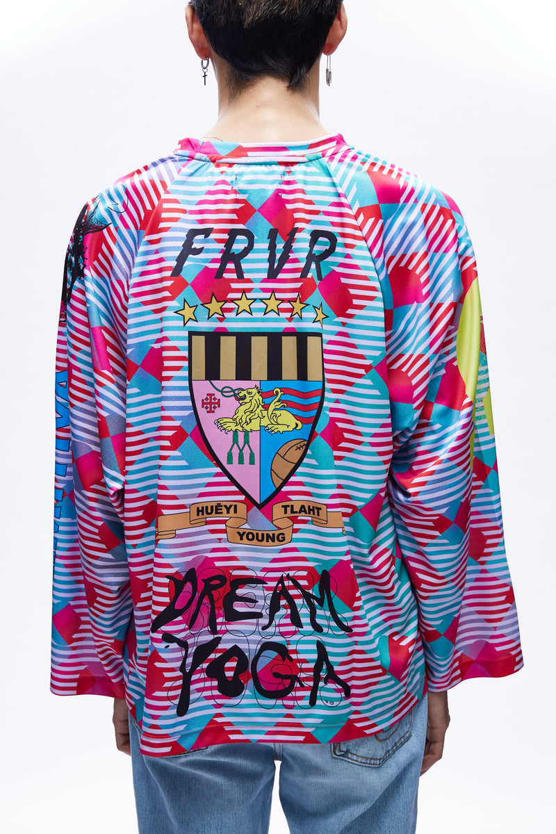 Mens Football Jersey Knit Red Multicolor