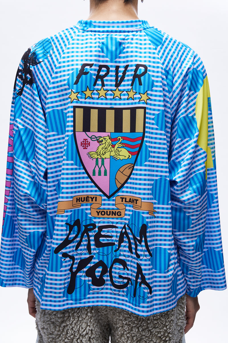 Mens Football Jersey Knit Blue Multicolor
