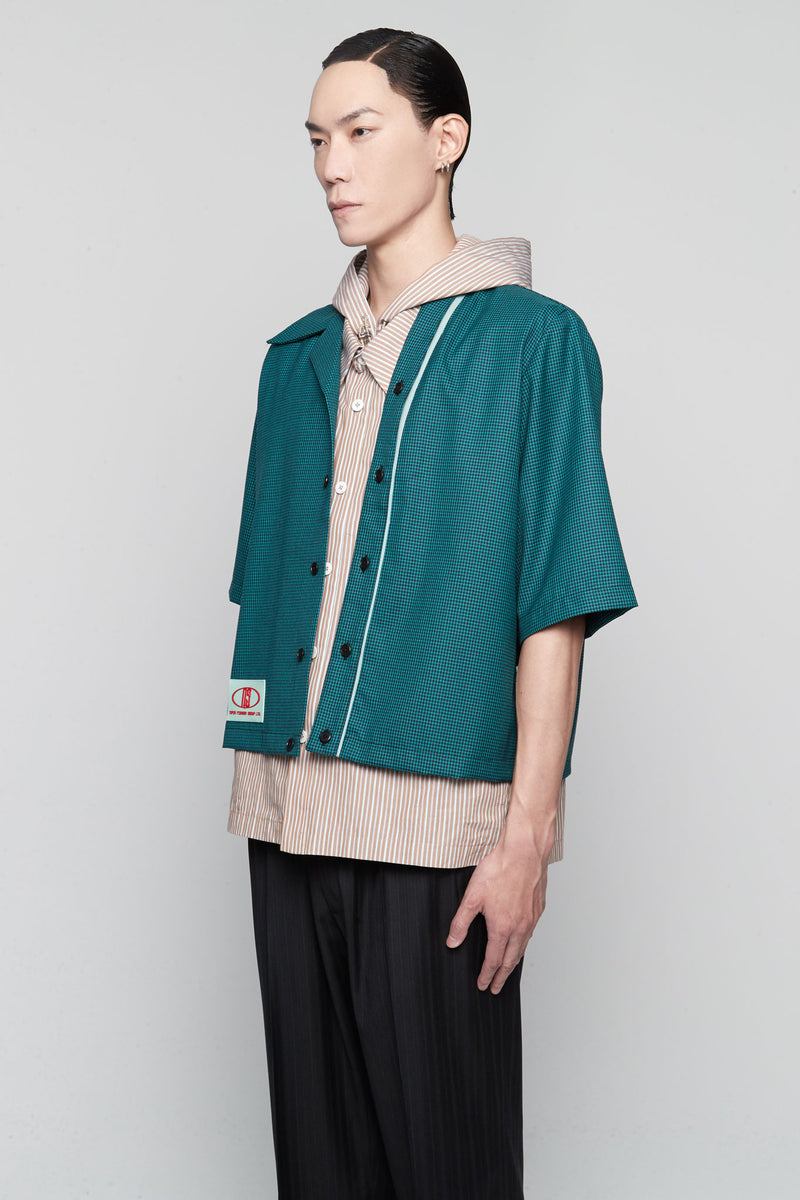 Bunun Cardigan Worker Shirt Polo Green Gingham Grid + NIKKE Gossamer Green
