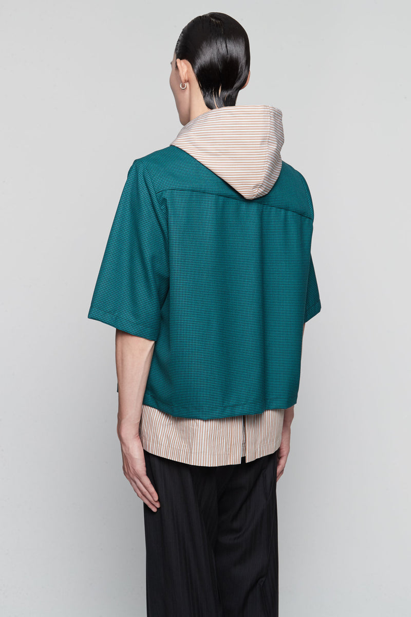 Bunun Cardigan Worker Shirt Polo Green Gingham Grid + NIKKE Gossamer Green