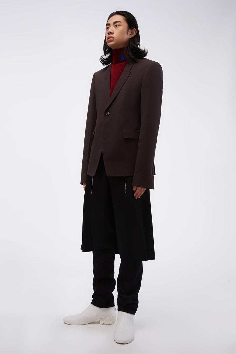 Black Wool Slim Fit Layered Trousers