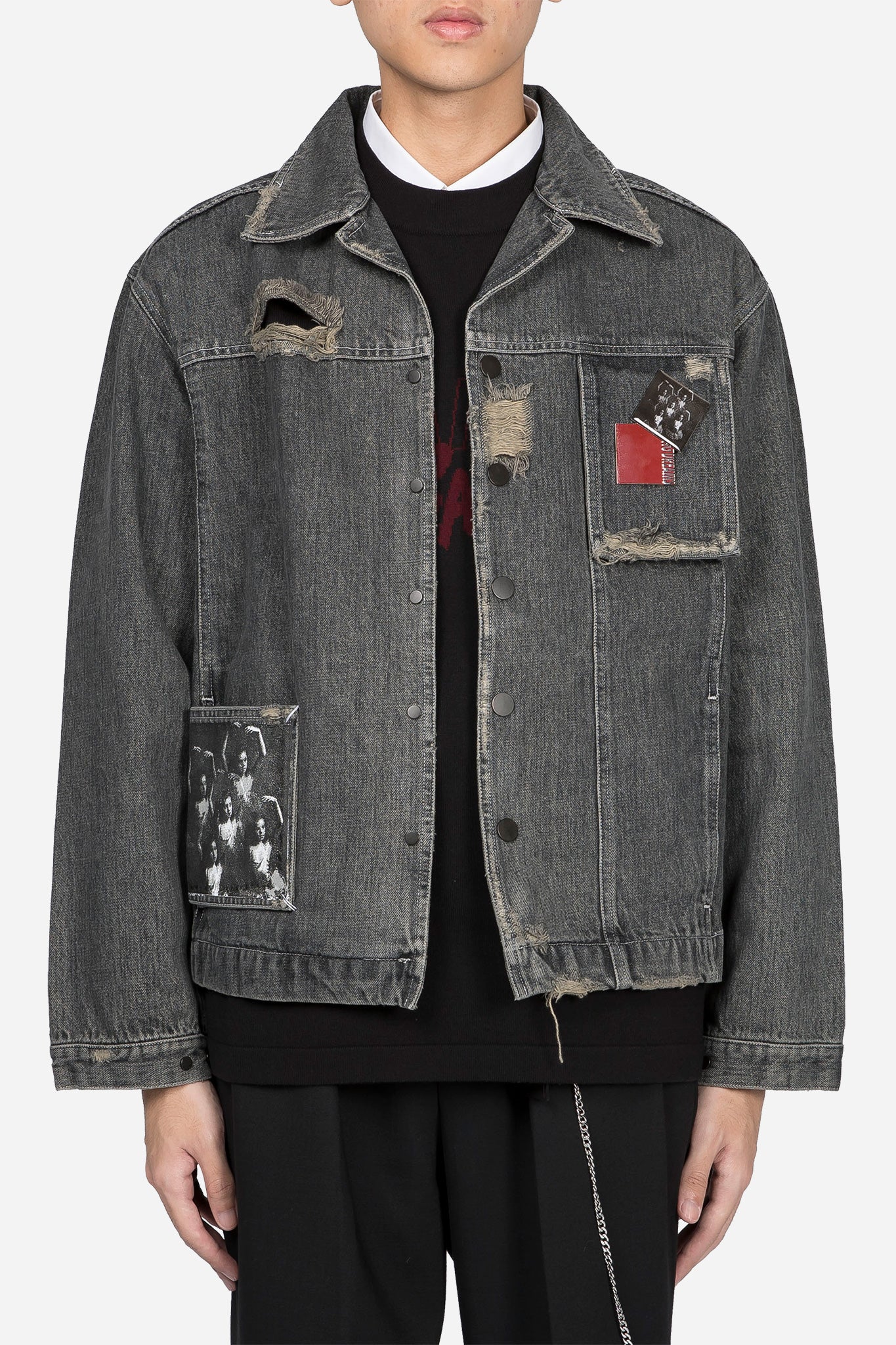 Lou Contrast Cropped Jacket Faded Greystone Drain Wash