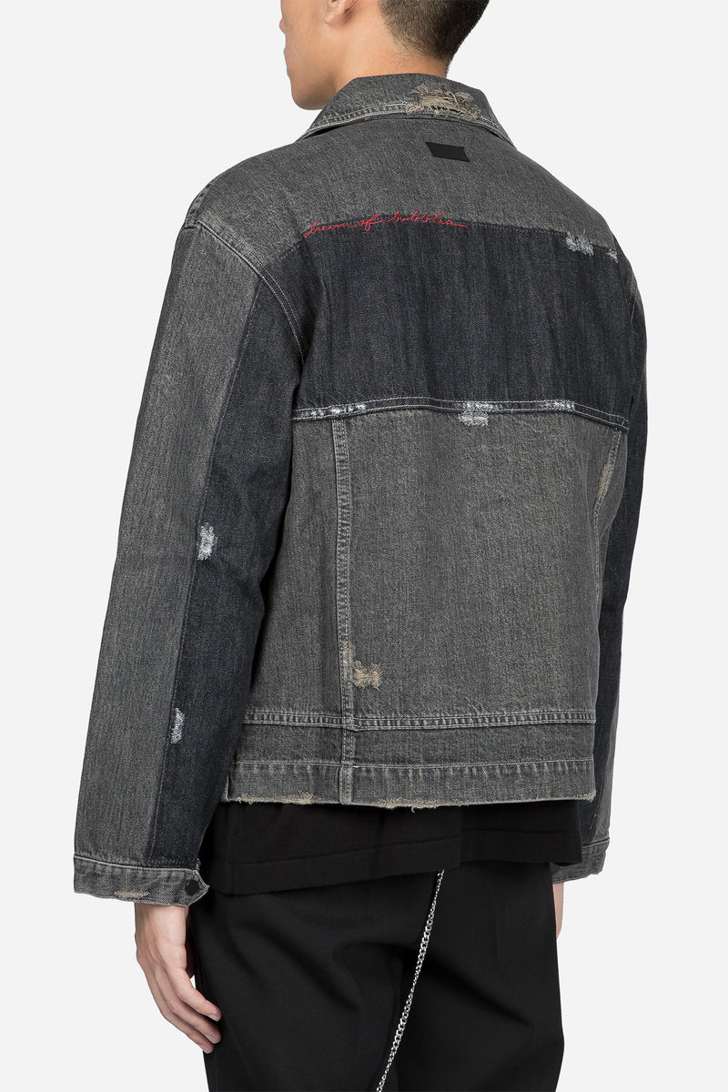 Lou Contrast Cropped Jacket Faded Greystone Drain Wash