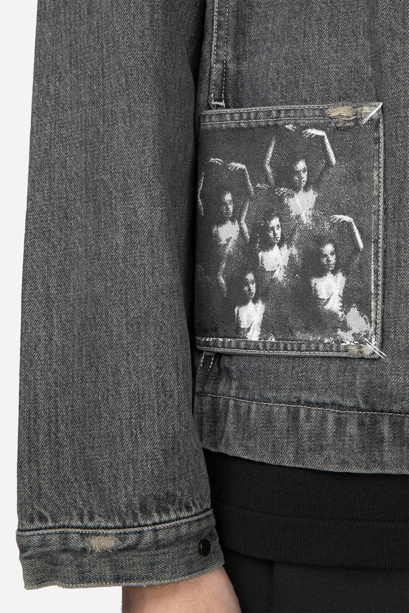 Lou Contrast Cropped Jacket Faded Greystone Drain Wash