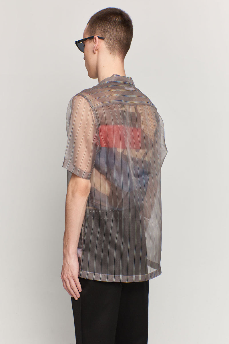 Duncan Printed Silk Grey Stripe