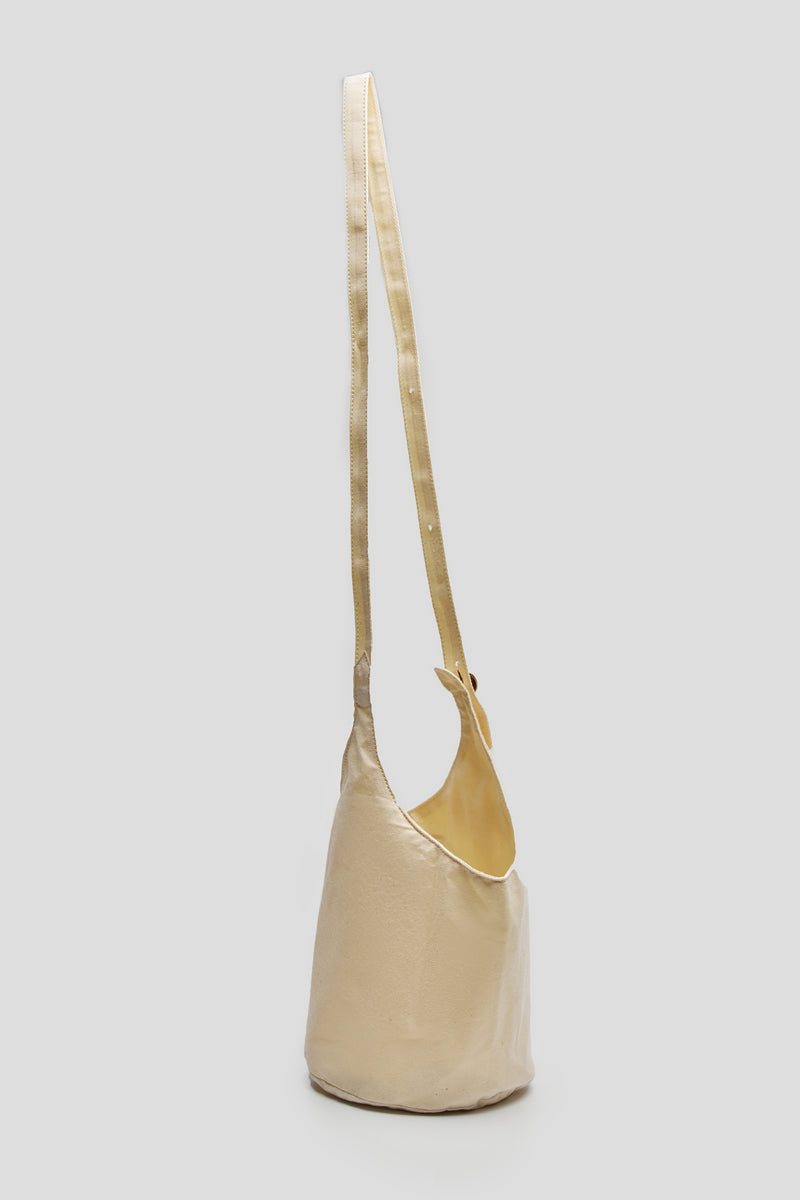 Gathering Bag With Motif Print And Brass Button Calico