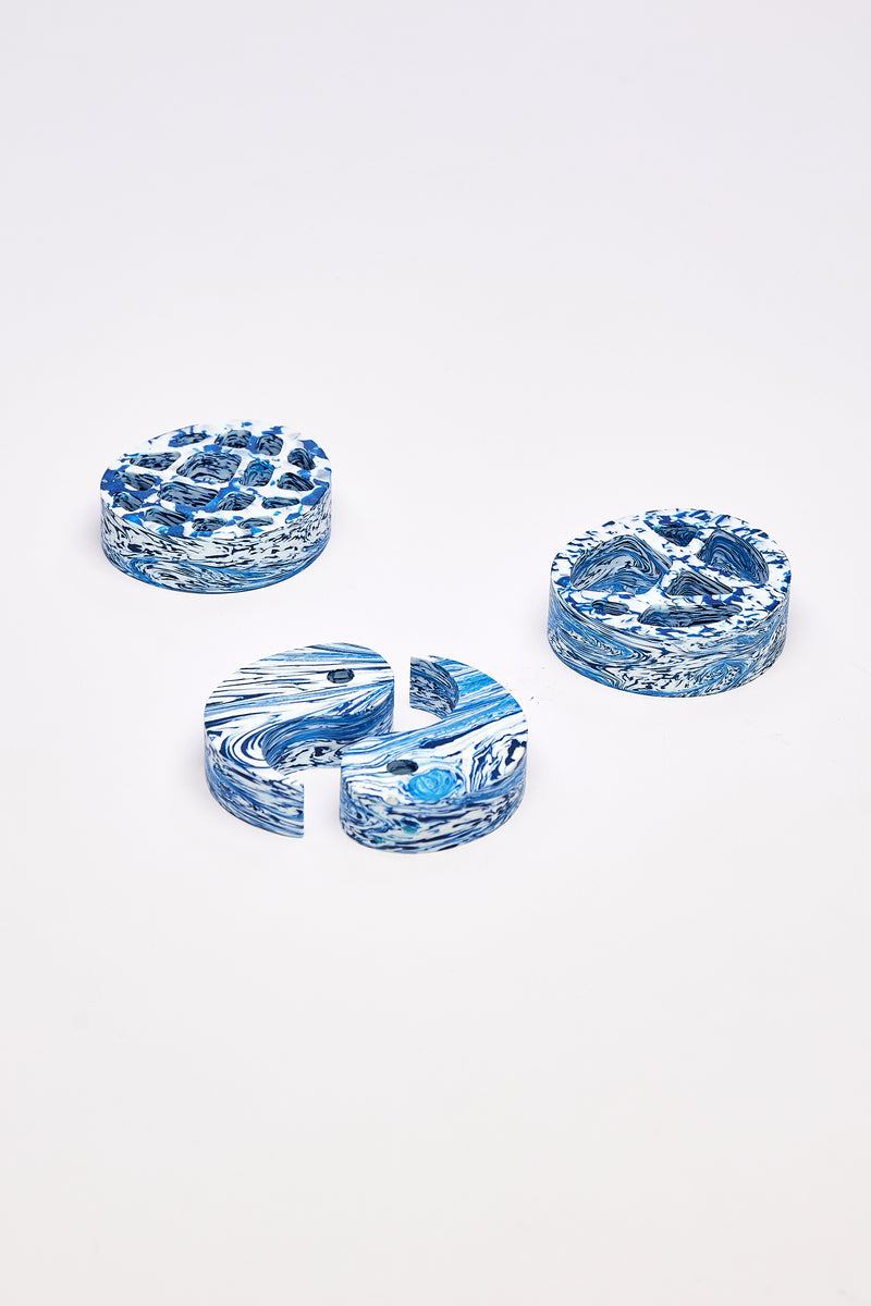 ORNAMENTAL, PLASTIC - SYMBOLISM (PAPER WEIGHTS SET OF 3) BLUE WAVE