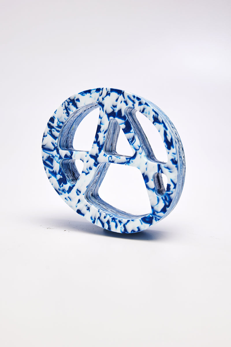 ORNAMENTAL, PLASTIC - SYMBOLISM (PAPER WEIGHTS SET OF 3) BLUE WAVE