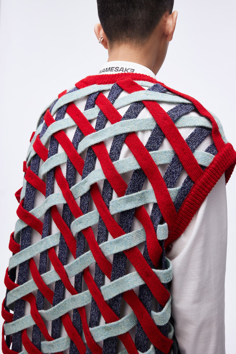 Basket Weave Vest Weaved Sky Flame