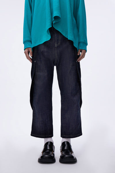 Hurst Drop Crotch Crop Jeans Mazarine