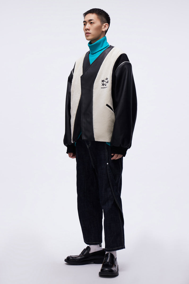 Giorgio Reversible Biker Bomber Woodland Black / Canoli Cream