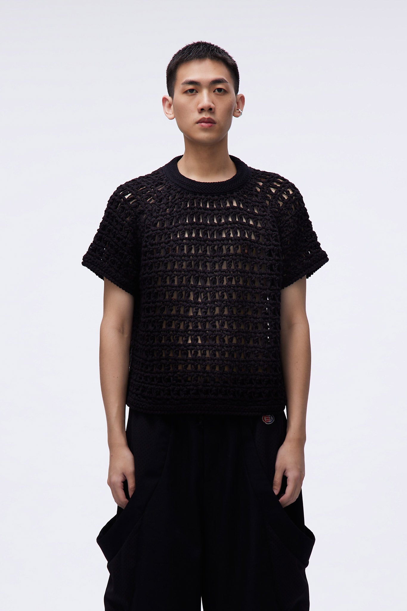Mikey Cropped Net Top Euphoric Black